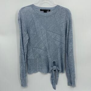 VERONICA BEARD Jeans Elina Crew Neck Sweater Women's XS Open Knit Linen Blue